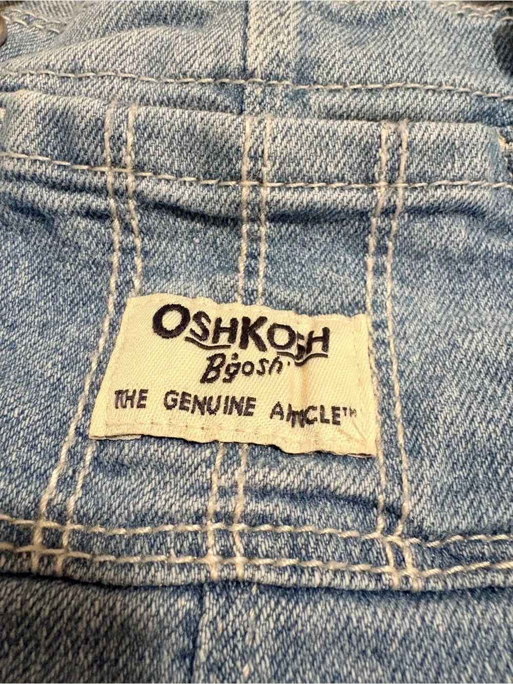 OshKosh B'gosh Denim Bib & White Eyelet Baby Girl Romper Dress